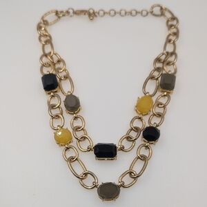 Chic Gold and Black Multi-Stone Necklace